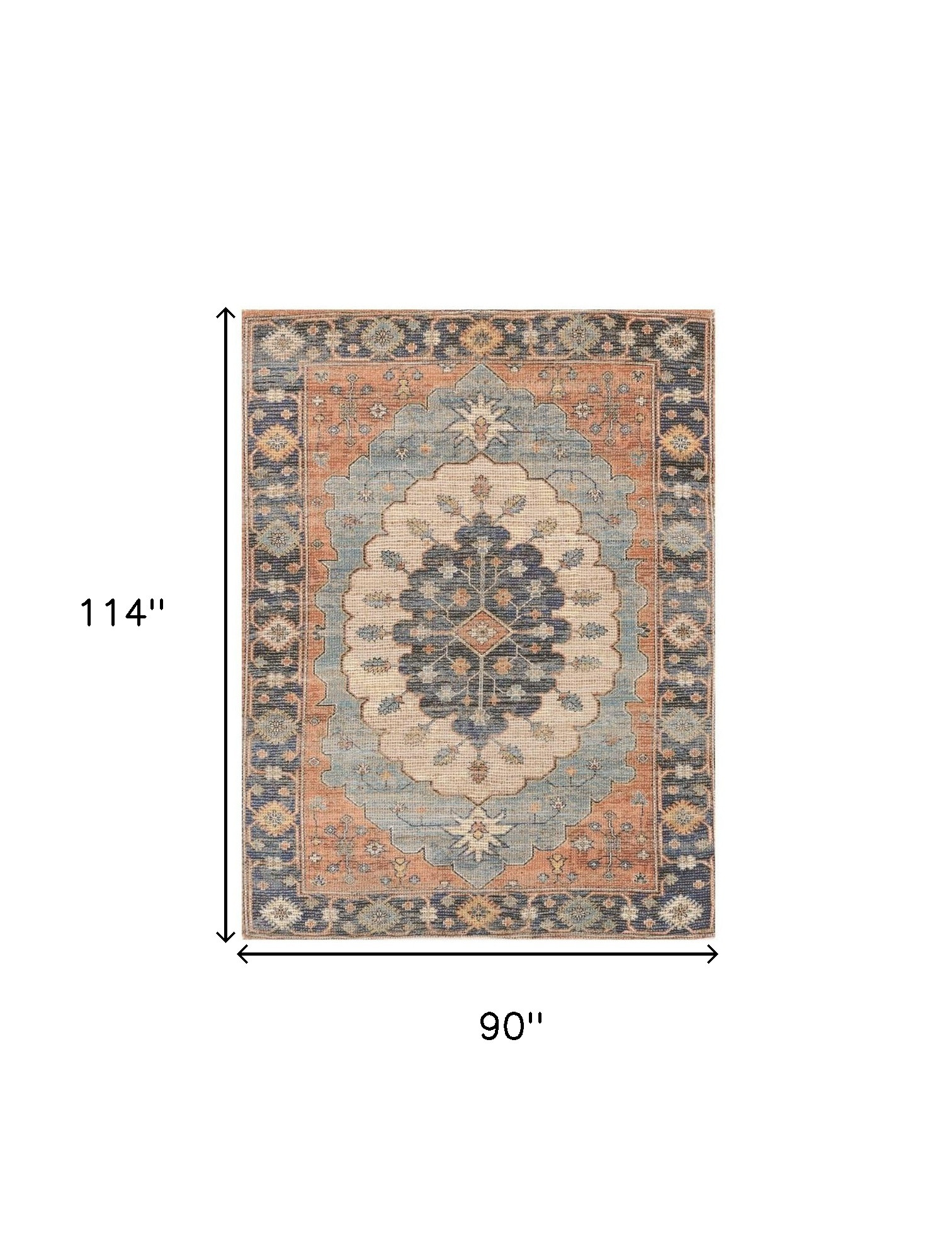 8" X 10" Blue Hand Woven Medallion Indoor Area Rug