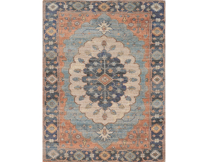 7'X12' Blue Hand Woven Traditional Medallion Indoor Area Rug-375081-1