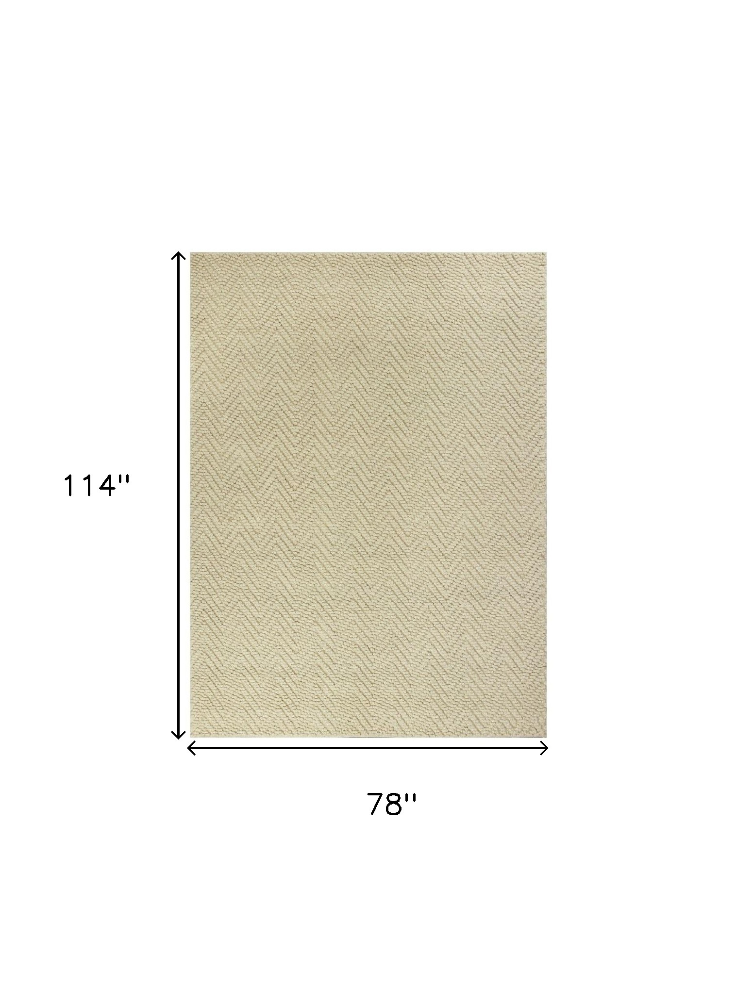 7" X 10" Ivory Chevron Hand Woven Area Rug