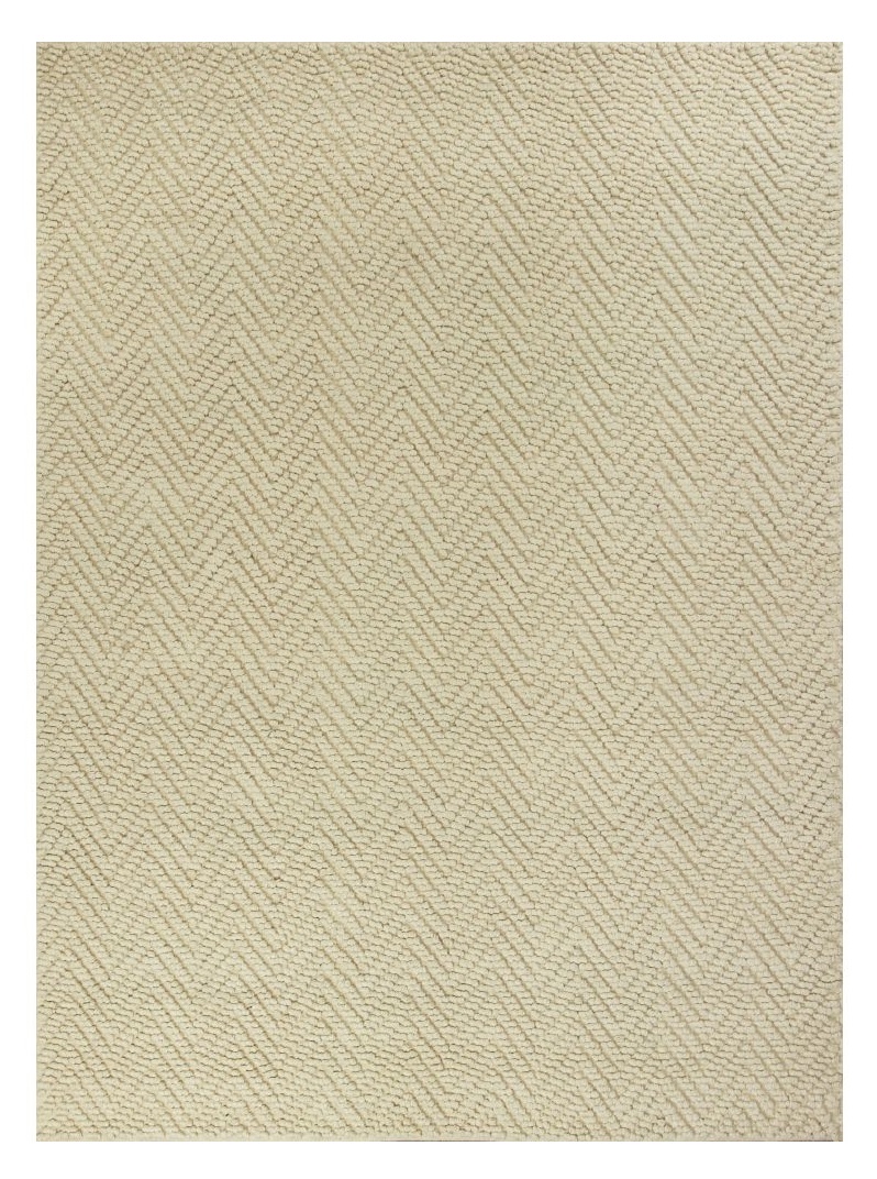 8" X 11" Ivory Chevron Hand Woven Area Rug