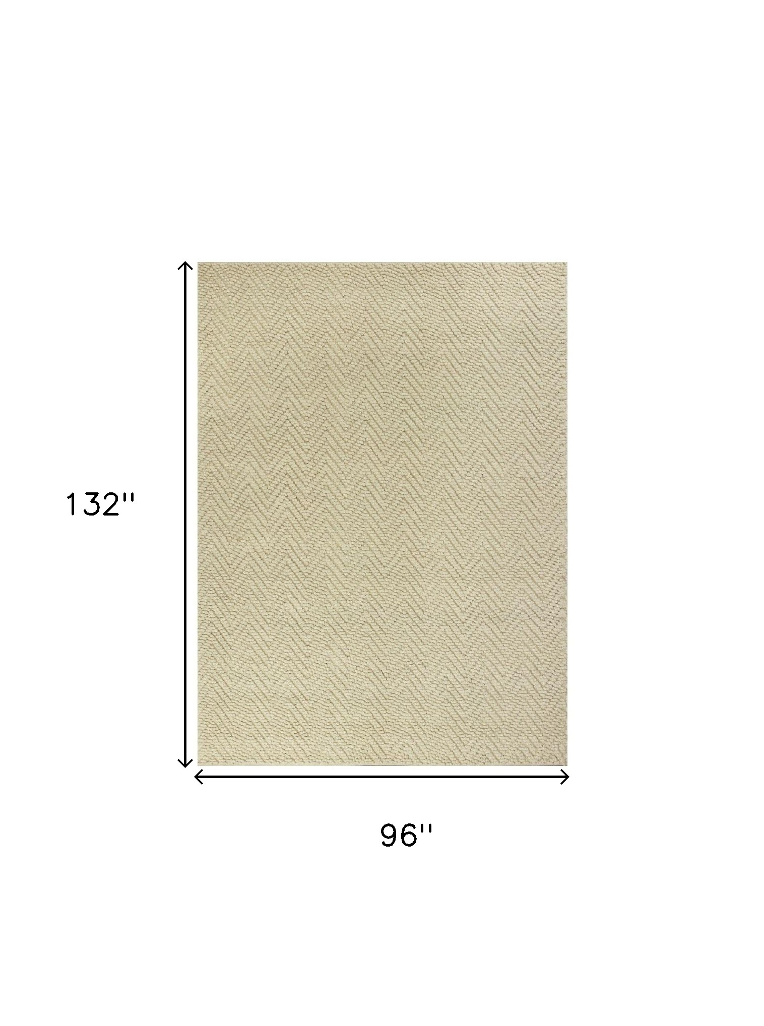 8" X 11" Ivory Chevron Hand Woven Area Rug