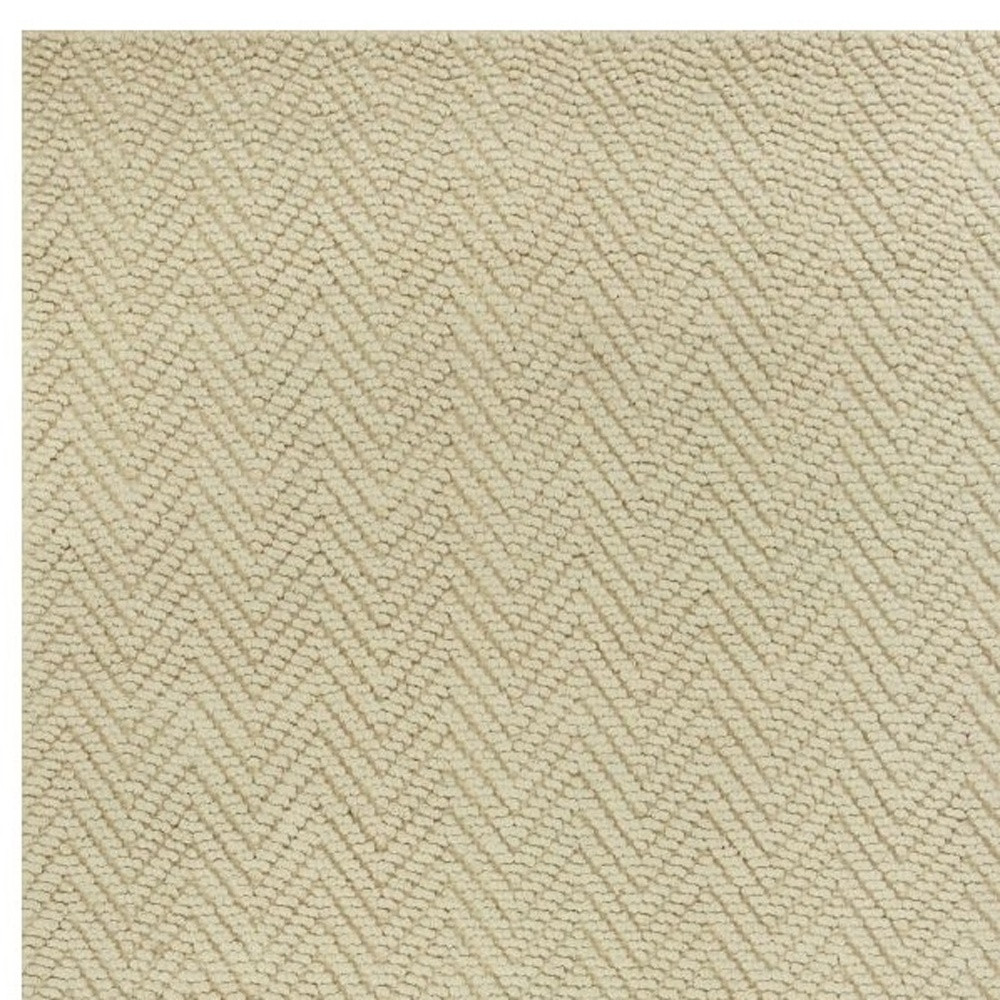 8" X 11" Ivory Chevron Hand Woven Area Rug