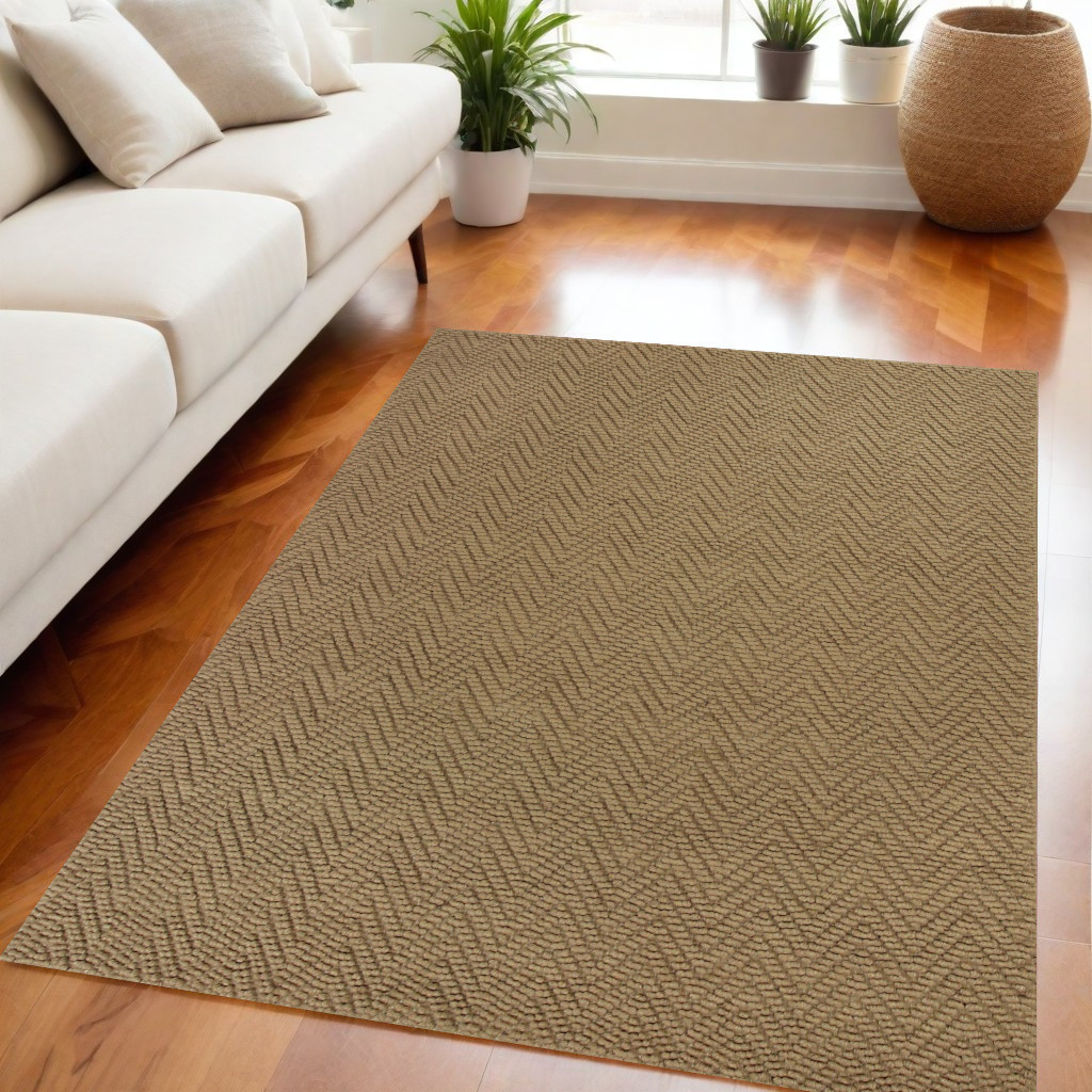 5' X 8' Natural Jute Chevron Hand Woven Area Rug-375167-1