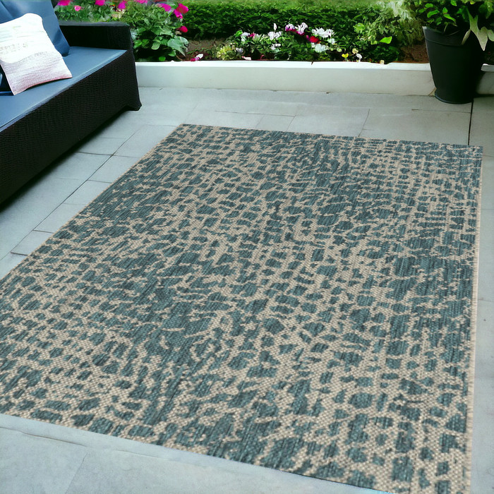 5' X 8'  Teal Animal Print Outdoor Area Rug-375200-1