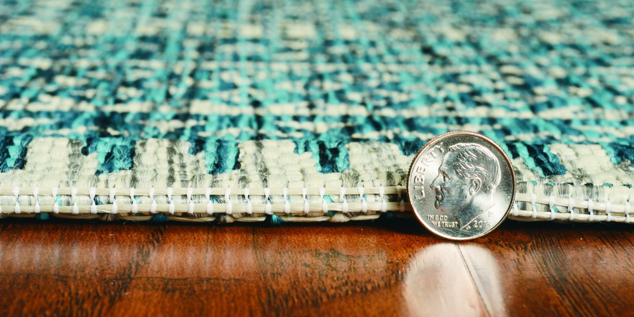 3" X 4" Teal Polypropylene Area Rug