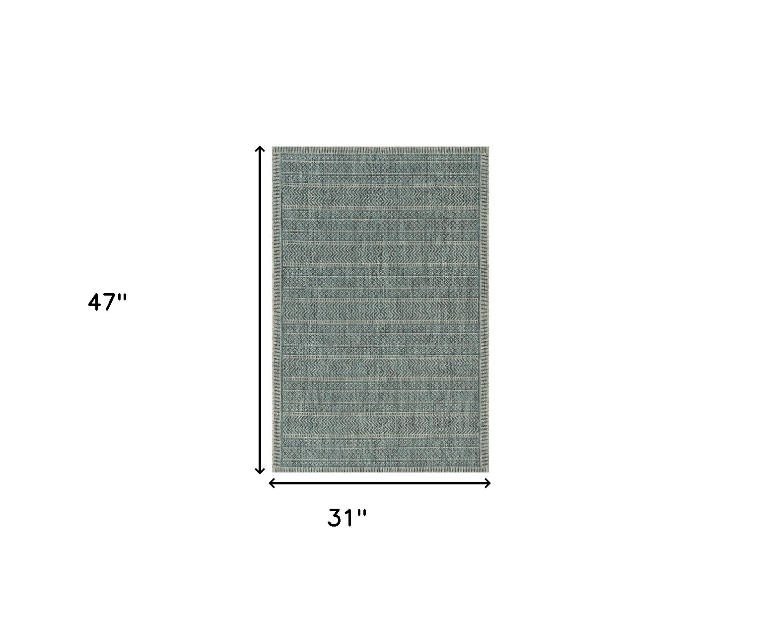 3" X 4" Teal Polypropylene Area Rug