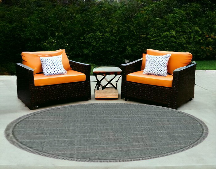 8' Teal Blue Southwestern Indoor Outdoor Area Rug-375207-1