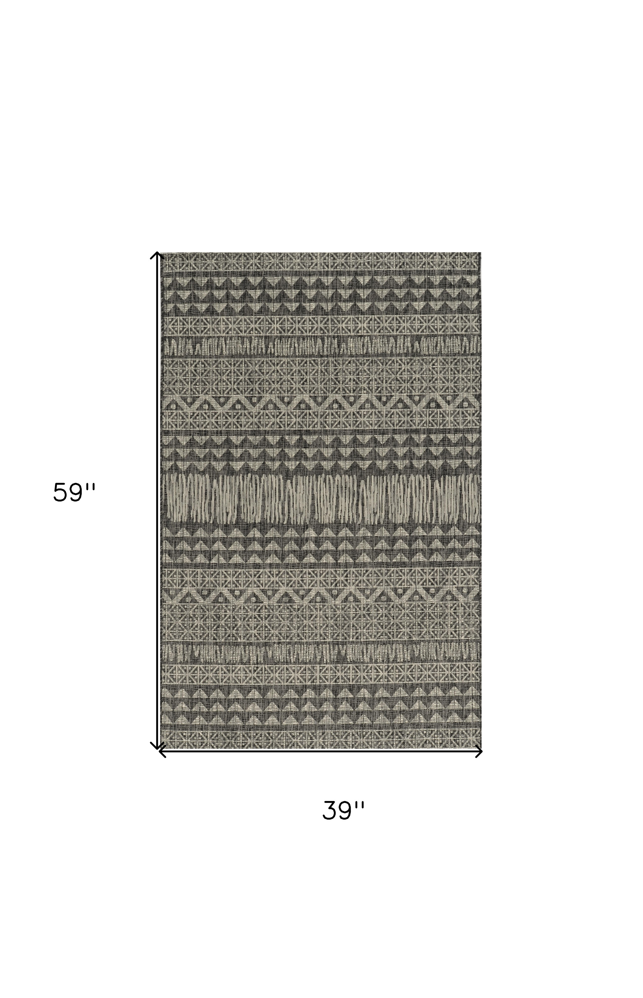 3" X 5" Charcoal Tribal Area Rug