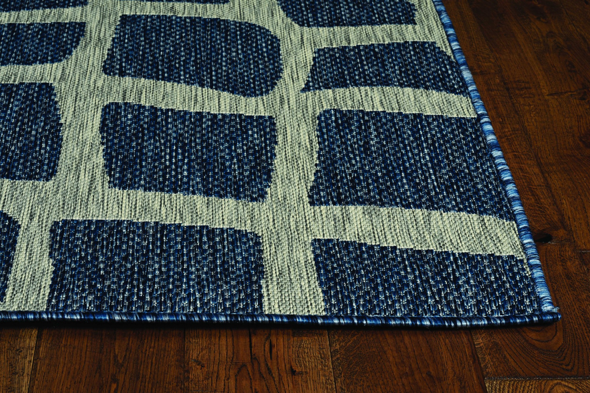 3'X4' Blue Grey Machine Woven Uv Treated Abstract Indoor Outdoor Accent Rug-375227-1