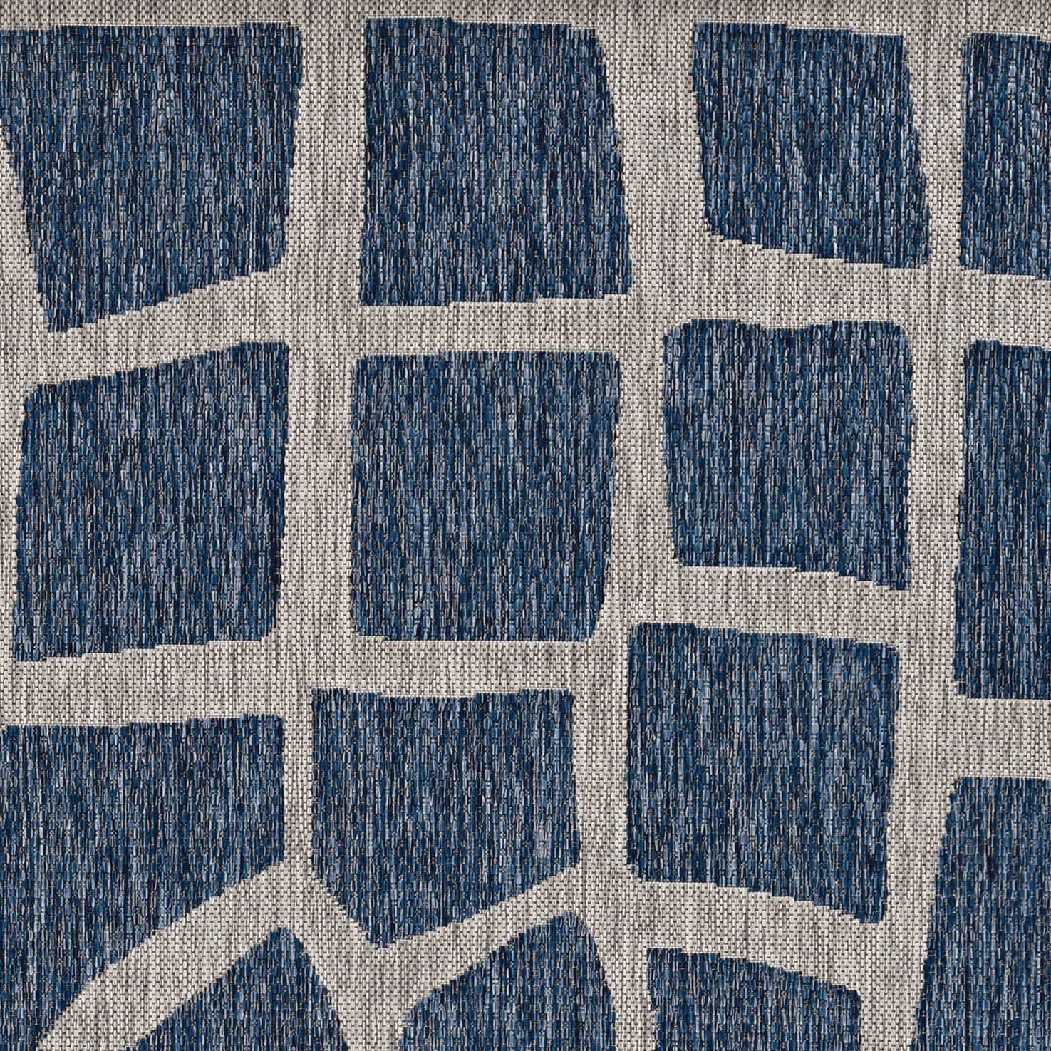 8'X11' Blue Grey Machine Woven Uv Treated Abstract Indoor Outdoor Area Rug-375230-1