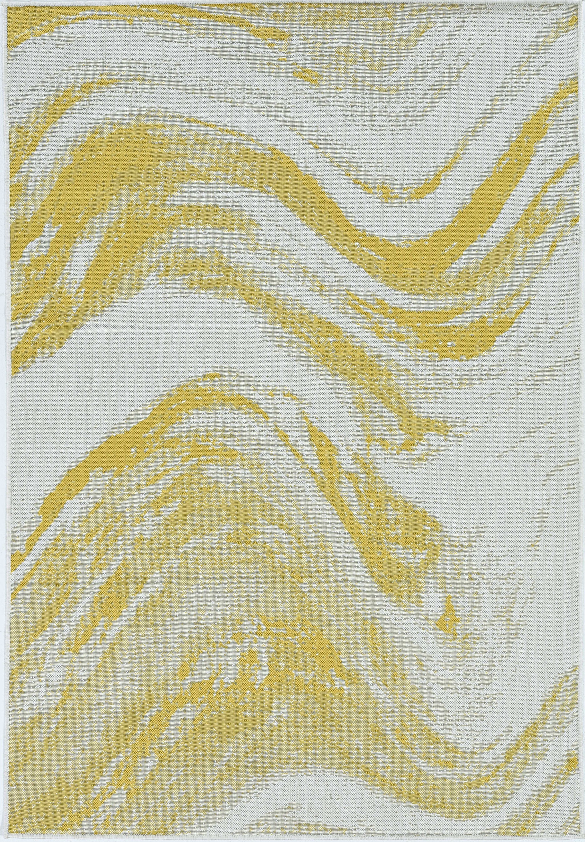 3' X 5' Gold and Ivory Abstract Area Rug-375233-1