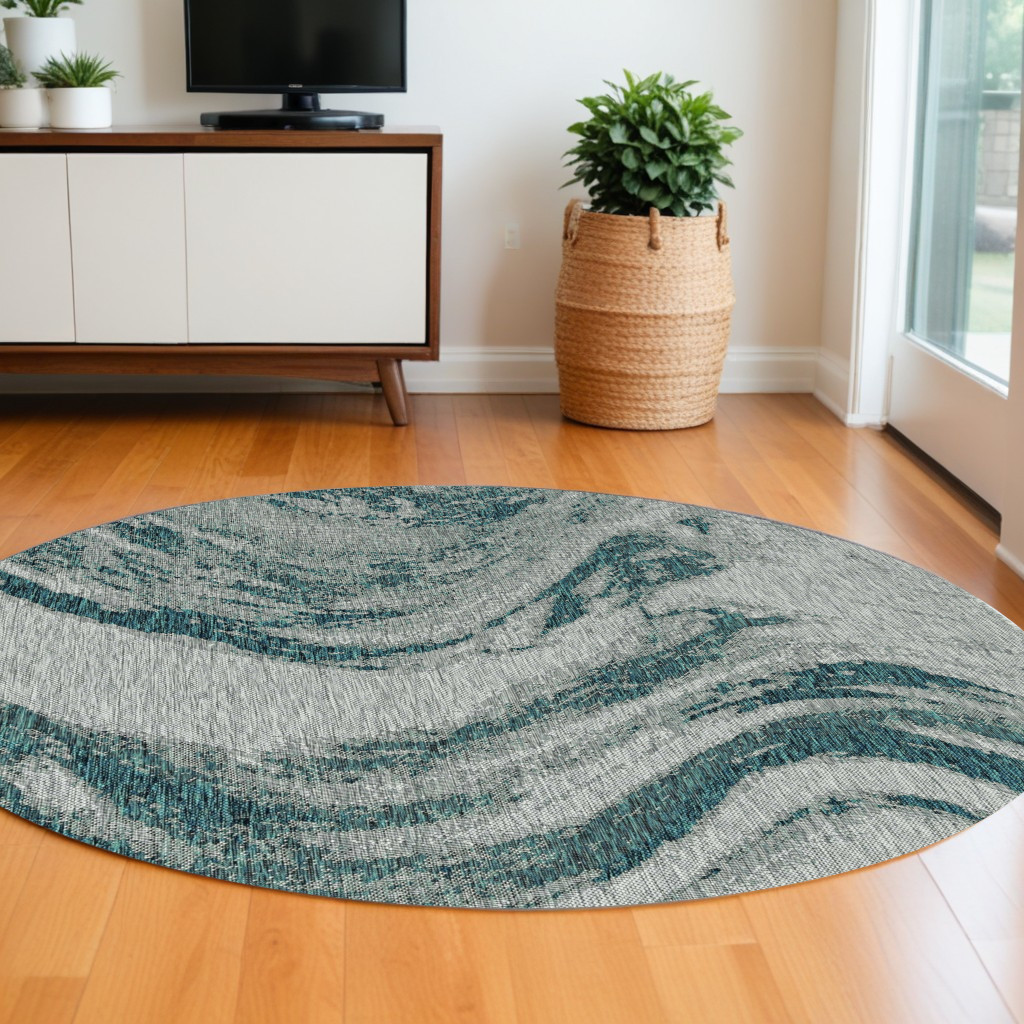 8' Gray Abstract Indoor Outdoor Area Rug-375241-1