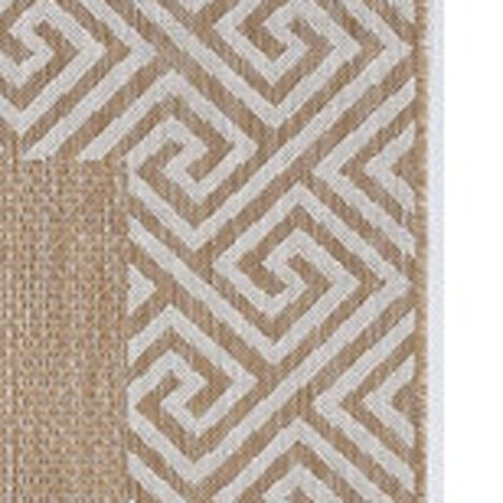 8" X 11" Natural Geometric Maze Pattern Indoor Area Rug