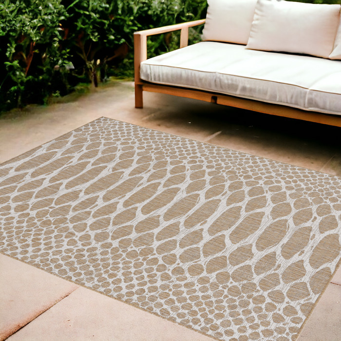 8' X 11' Ivory Abstract Indoor Outdoor Area Rug-375250-1