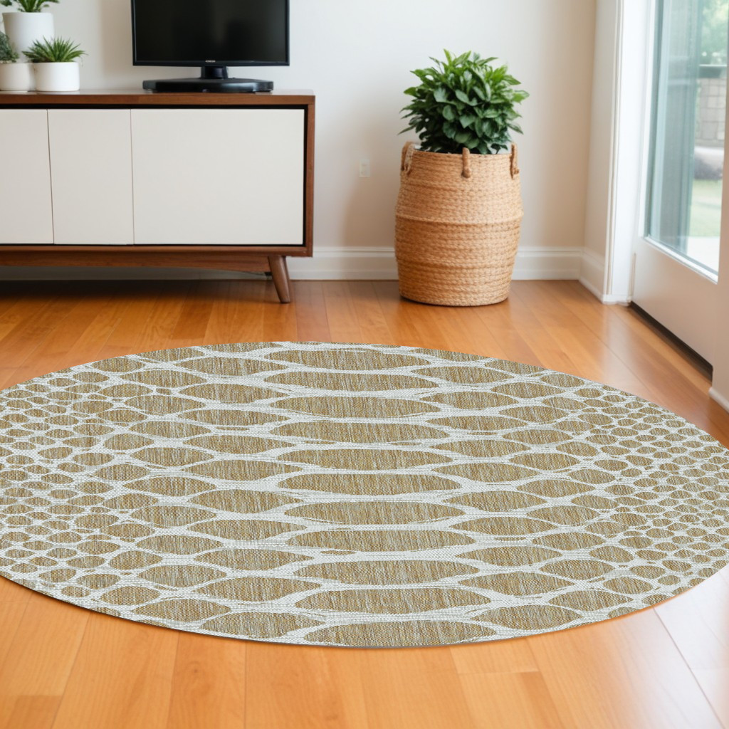 8' X 8' Ivory Abstract Indoor Outdoor Area Rug-375251-1