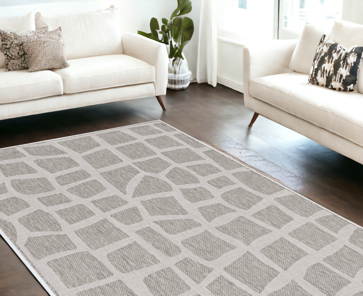 8' X 11' Ivory And Gold Abstract Area Rug-375255-1