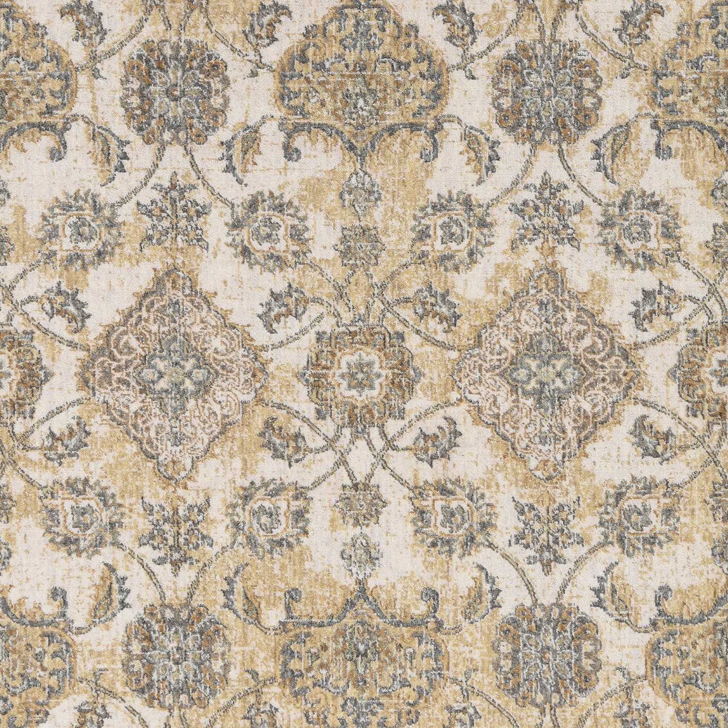 2' X 7' Ivory Sand Floral Vine Wool Indoor Runner Rug-375263-1