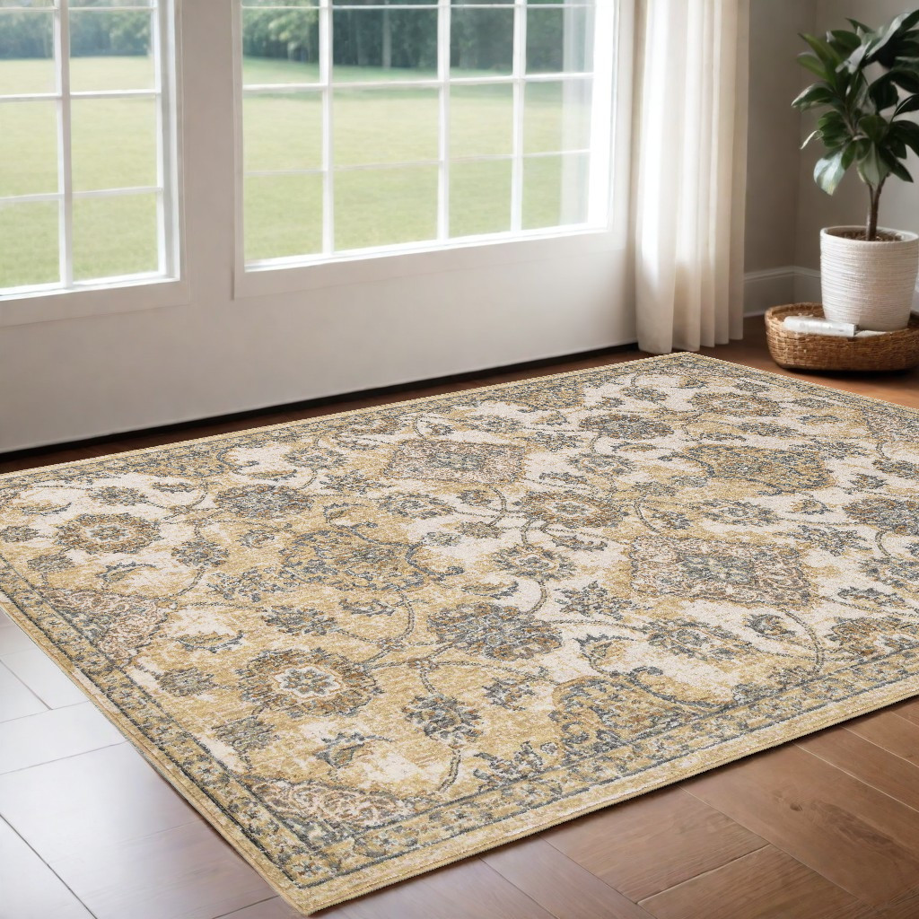 3' X 5' Ivory Wool Floral Vines Area Rug-375264-1