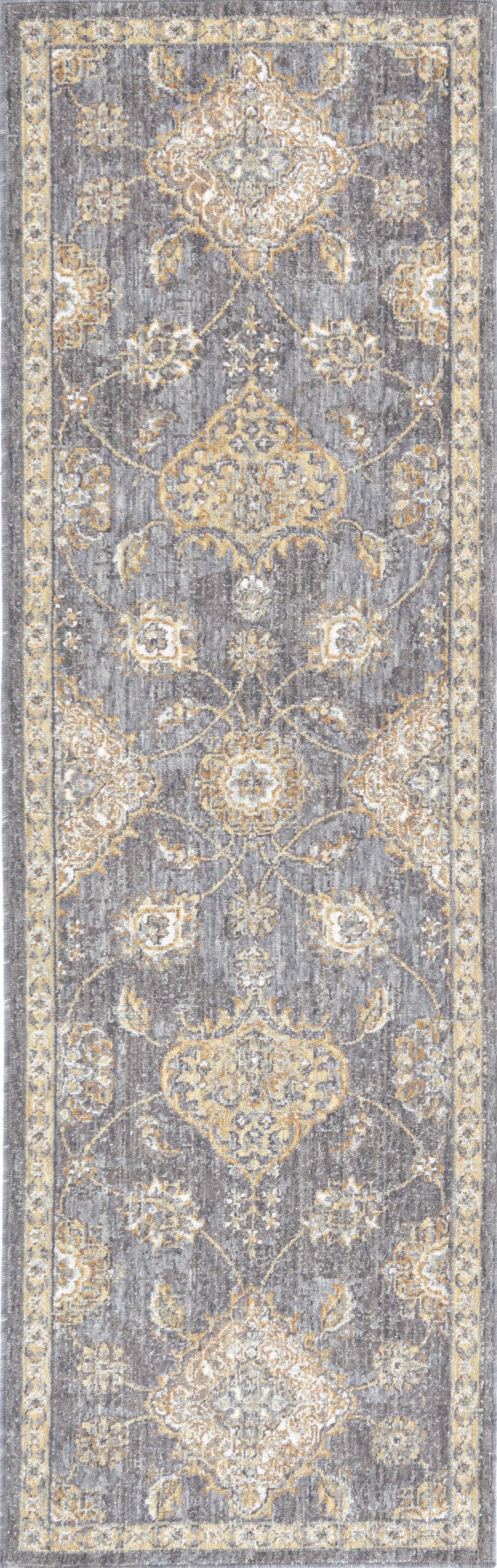 8' Sage Green Machine Woven Vintage Traditional Indoor Runner Rug-375270-1