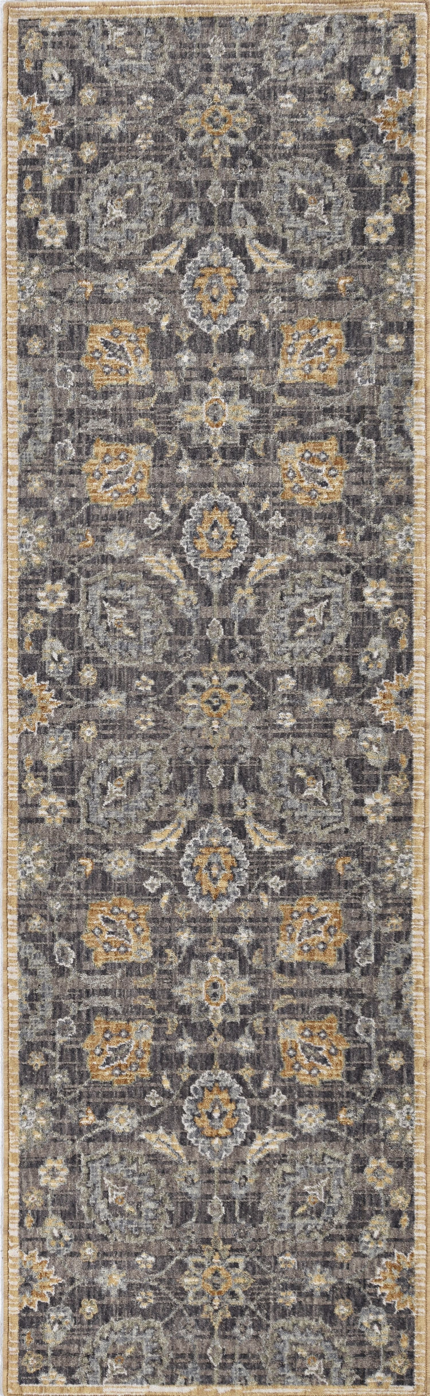 8' Taupe Machine Woven Vintage Traditional Indoor Runner Rug-375284-1