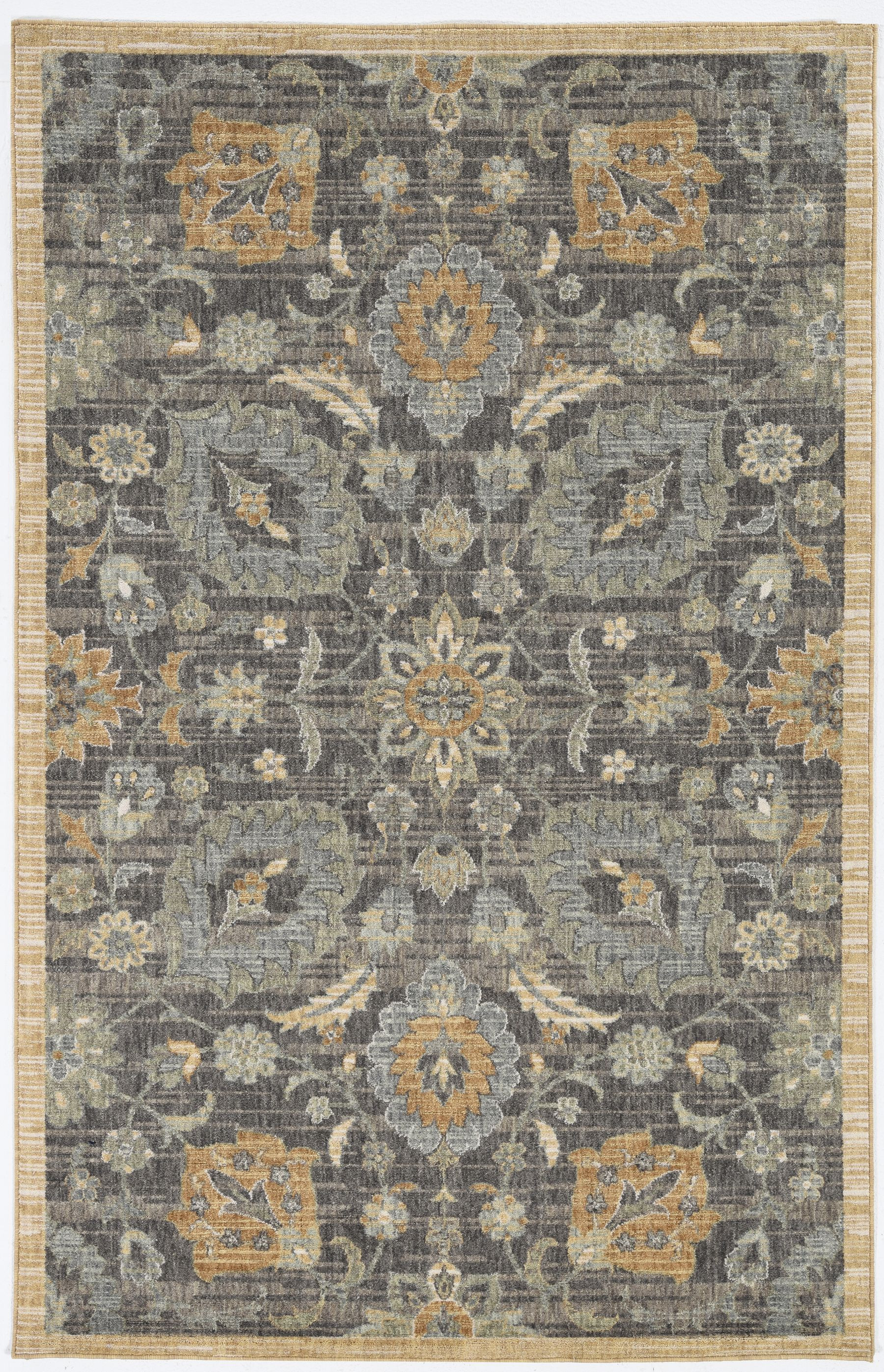 9'X13' Taupe Machine Woven Vintage Floral Traditional Indoor Area Rug-375288-1