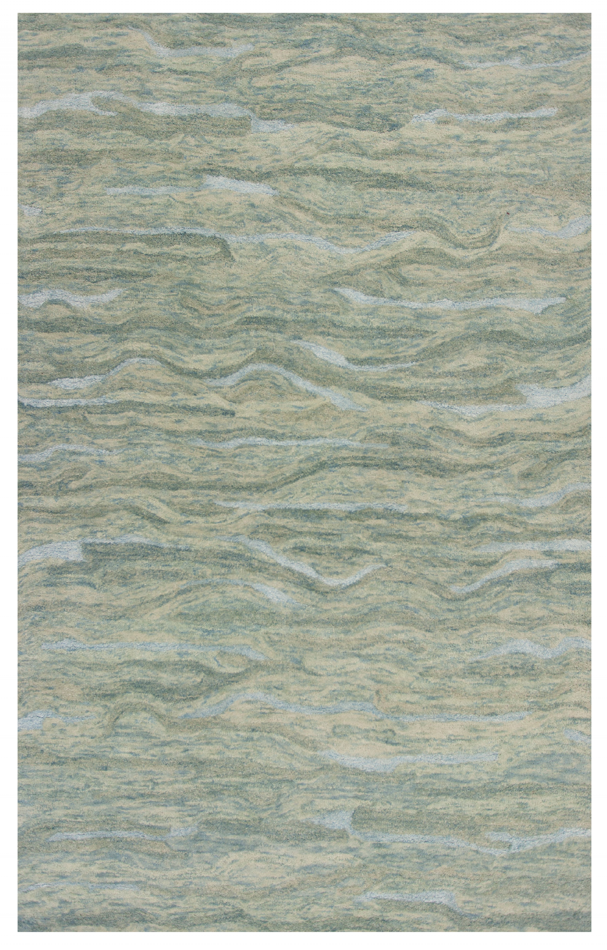 5'X7' Seafoam Blue Hand Tufted Abstract Indoor Area Rug-375348-1