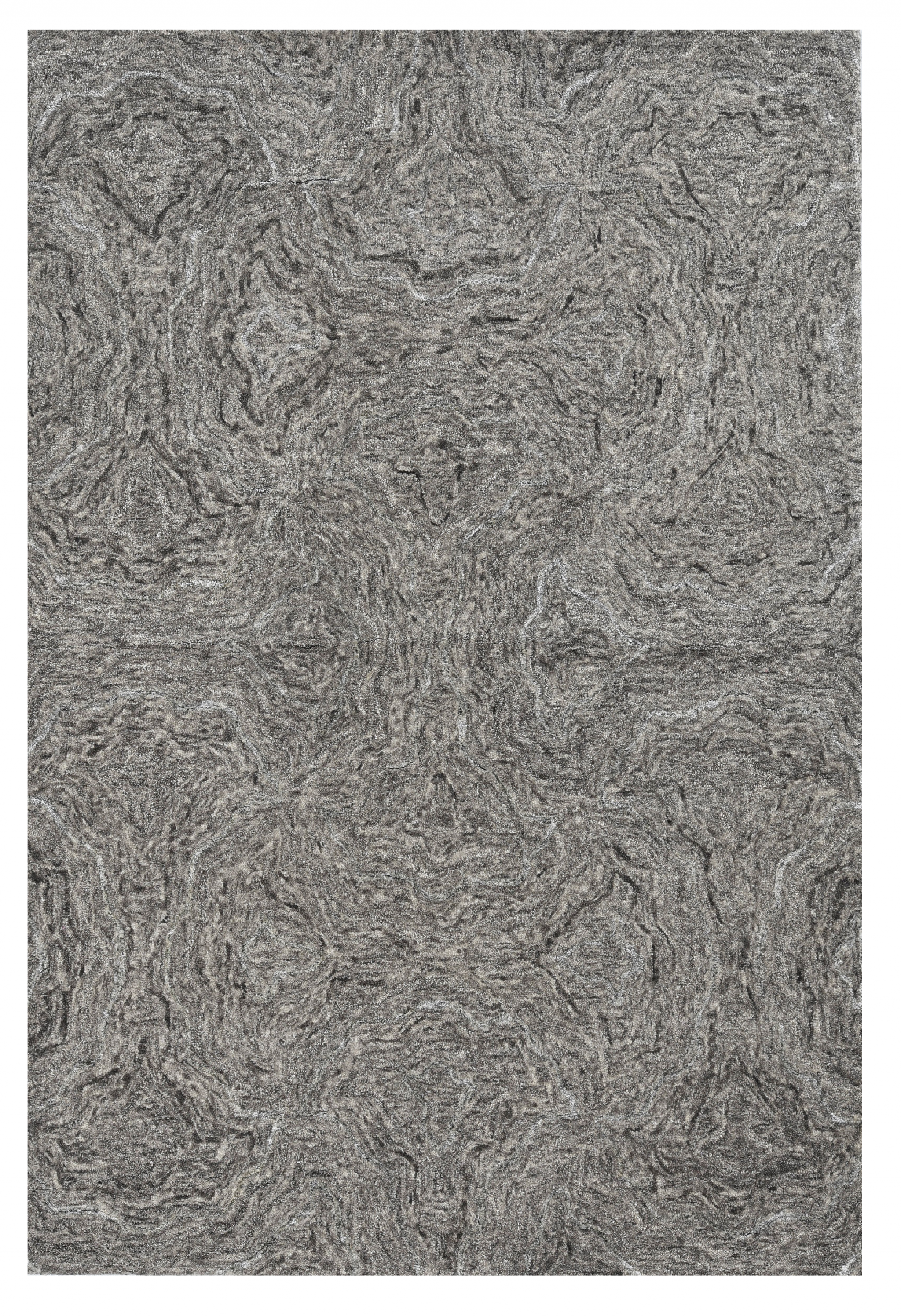 5' X 7' Gray And Dark Gray Abstract Hand Tufted Area Rug-375364-1