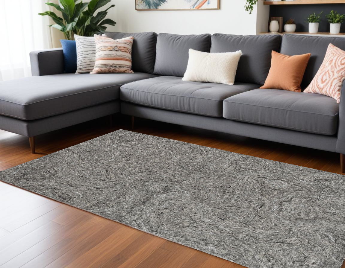 8' X 10' Gray Wool Abstract Hand Tufted Area Rug-375365-1