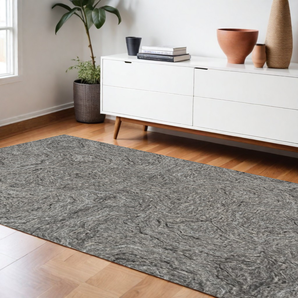 102 X 138 Grey Wool Or Viscose Rug-375366-1