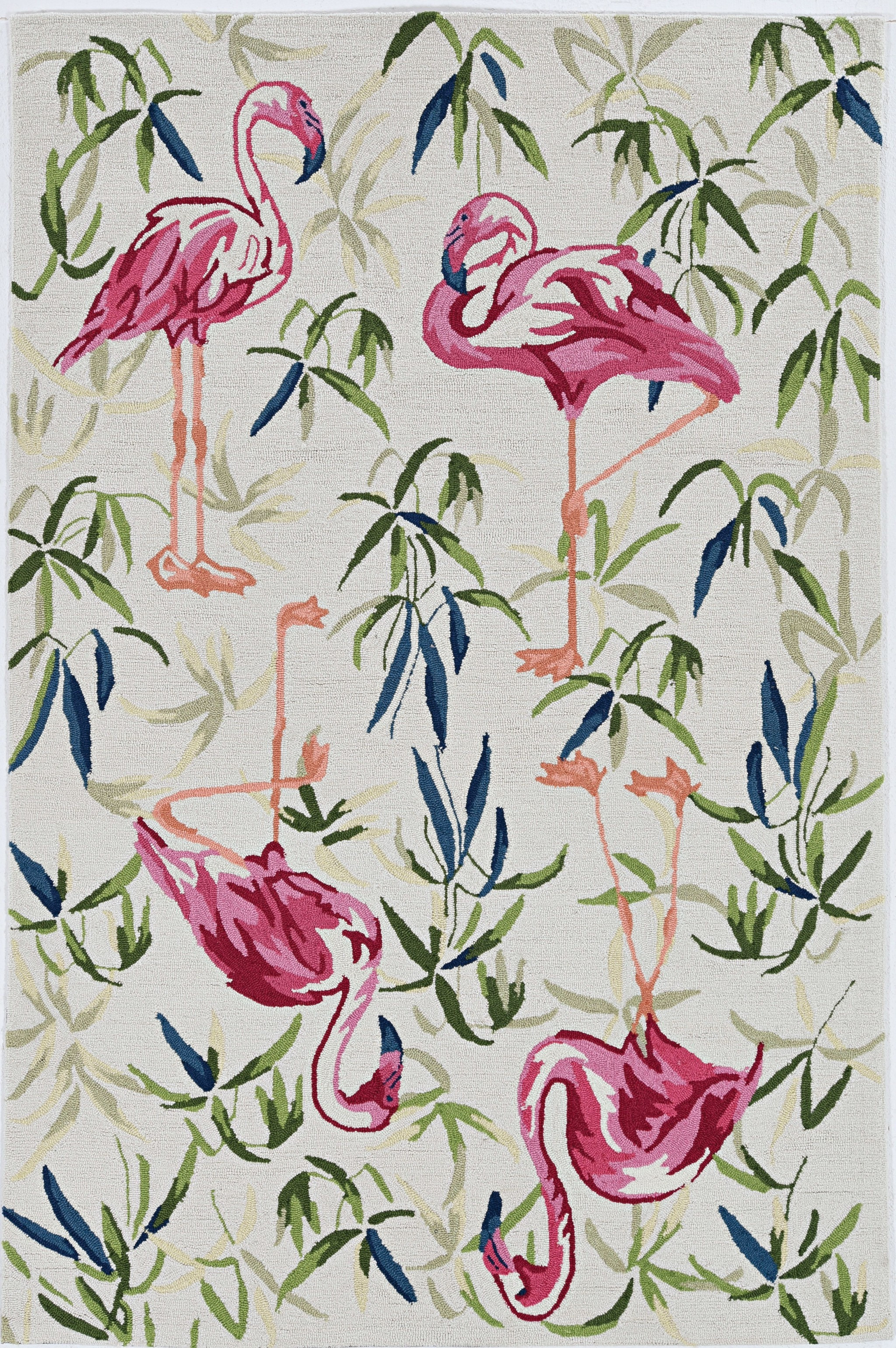 2' X 4' Ivory Pink Hand Hooked Flamingo Indoor Accent Rug-375438-1