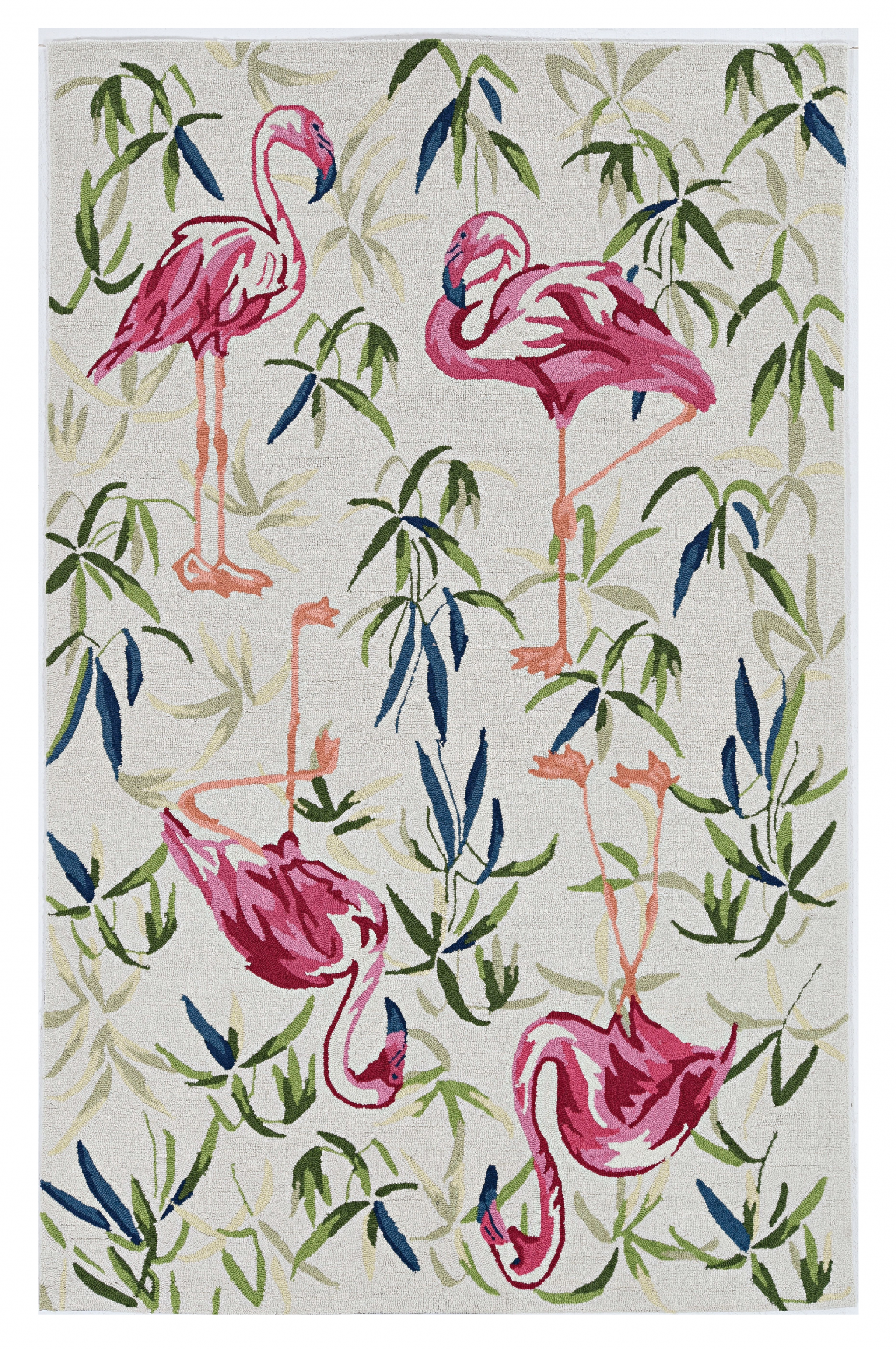 3'X5' Ivory Pink Hand Hooked Flamingo Indoor Area Rug-375440-1