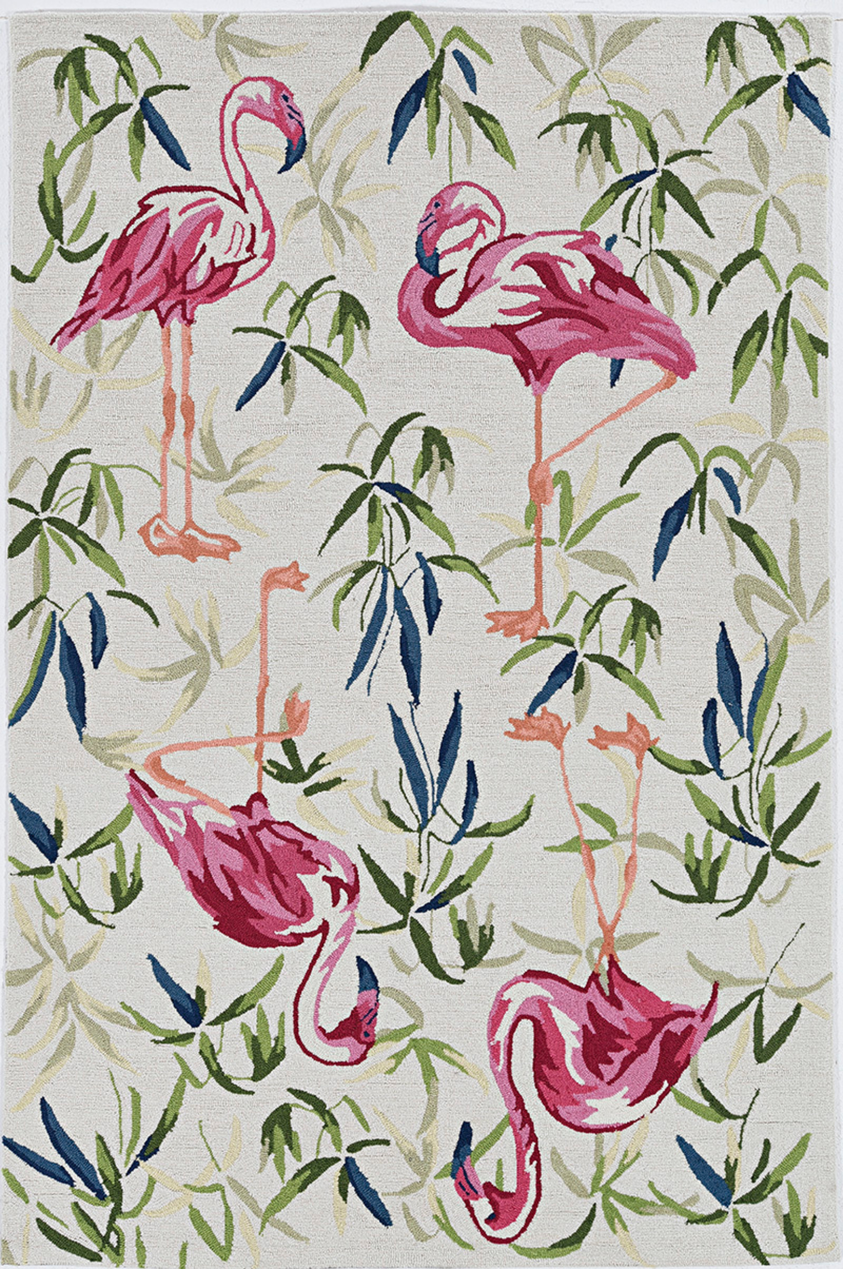 5' X 7' Ivory And Pink Tropical Botanical Hand Hooked Area Rug-375441-1