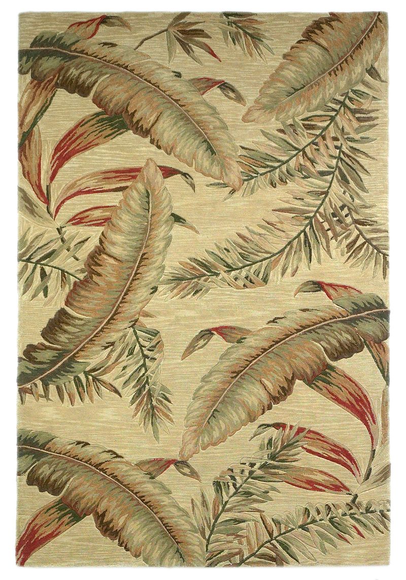 4'X6' Ivory Hand Tufted Tropical Leaves Indoor Area Rug-375473-1