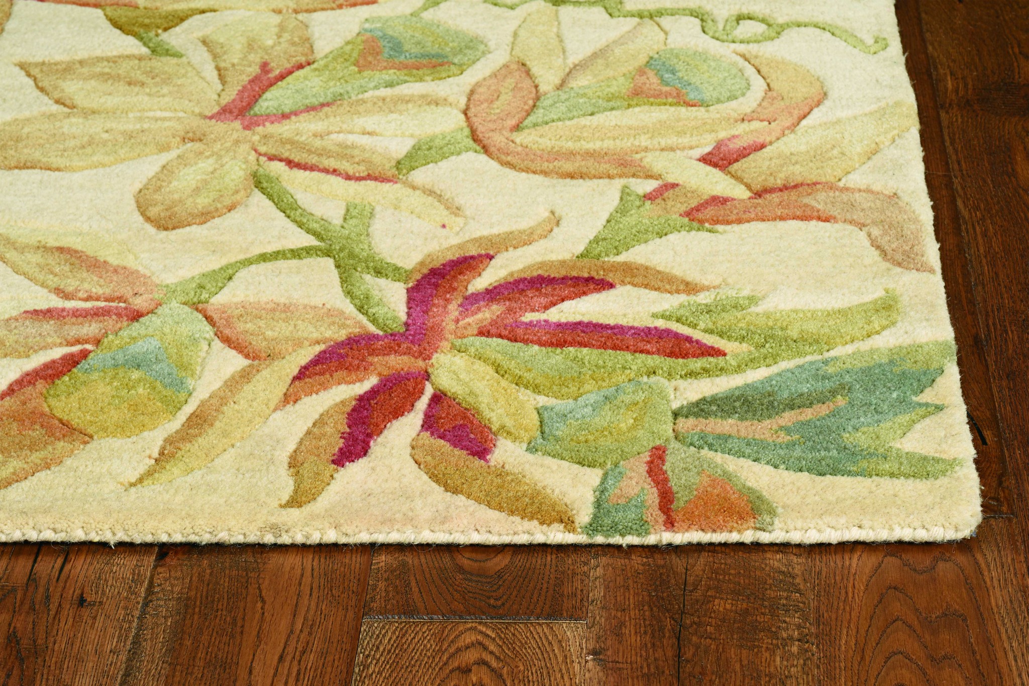 5'X8' Ivory Hand Tufted Tropical Plants Indoor Area Rug-375481-1