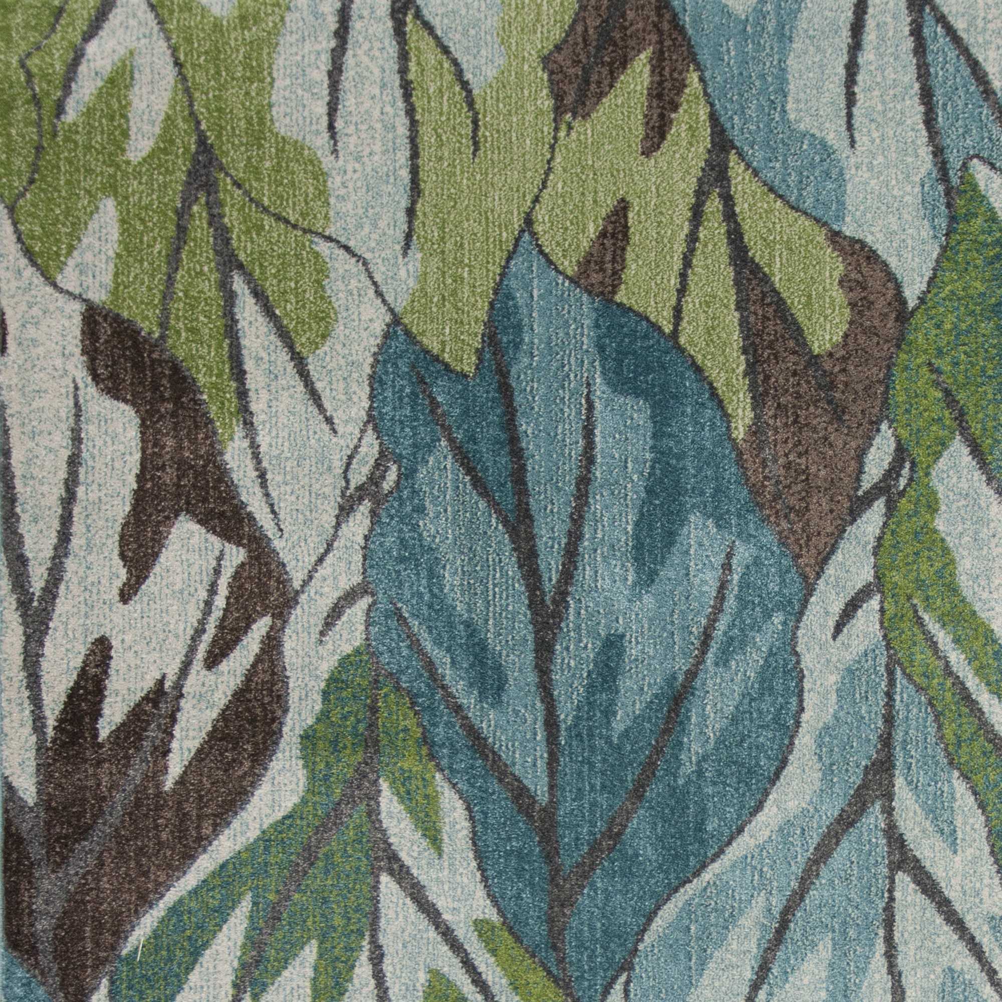 3' X 5' Blue Or Green Leaves Area Rug-375507-1