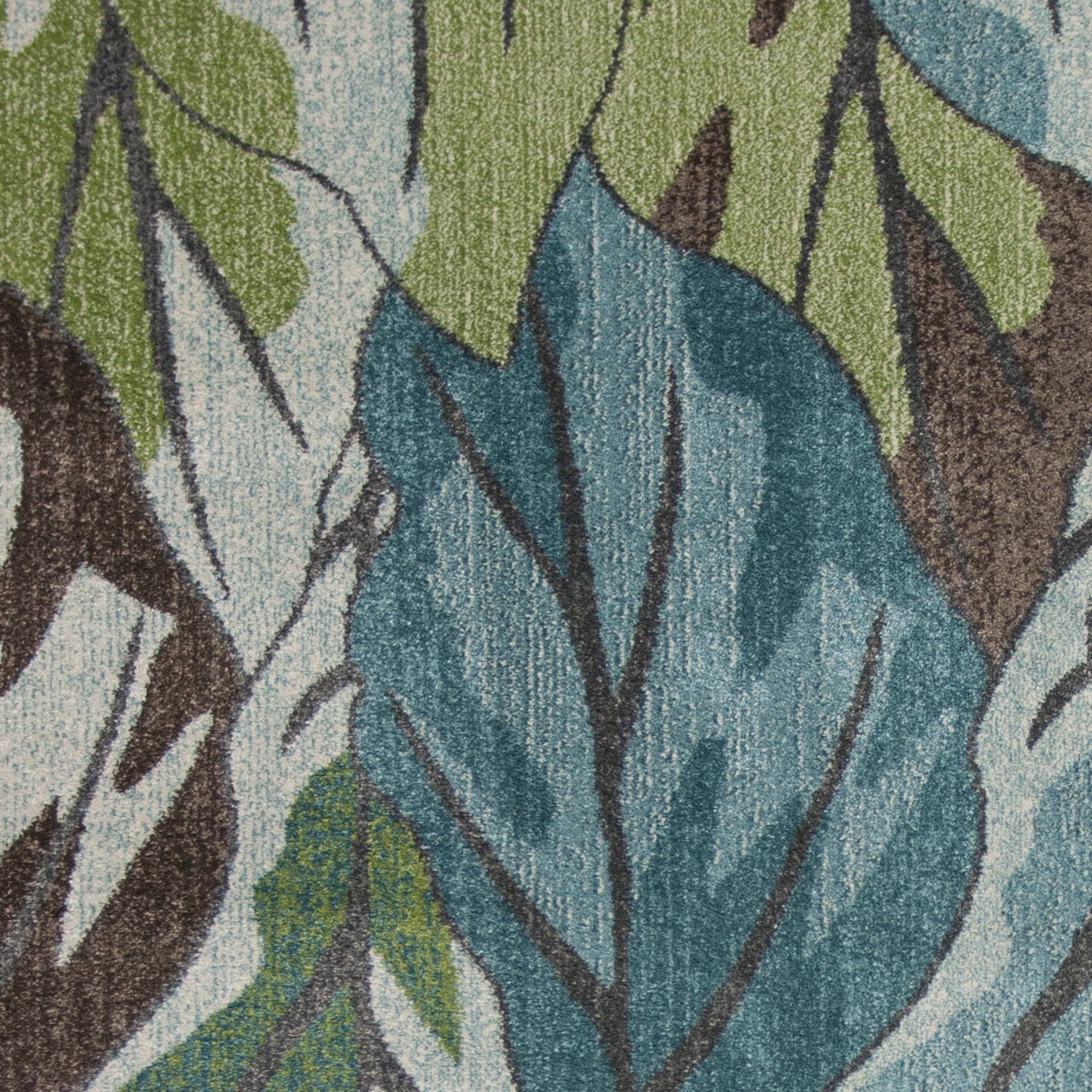 5' X 8' Blue Tropical Leaves Indoor Area Rug-375508-1