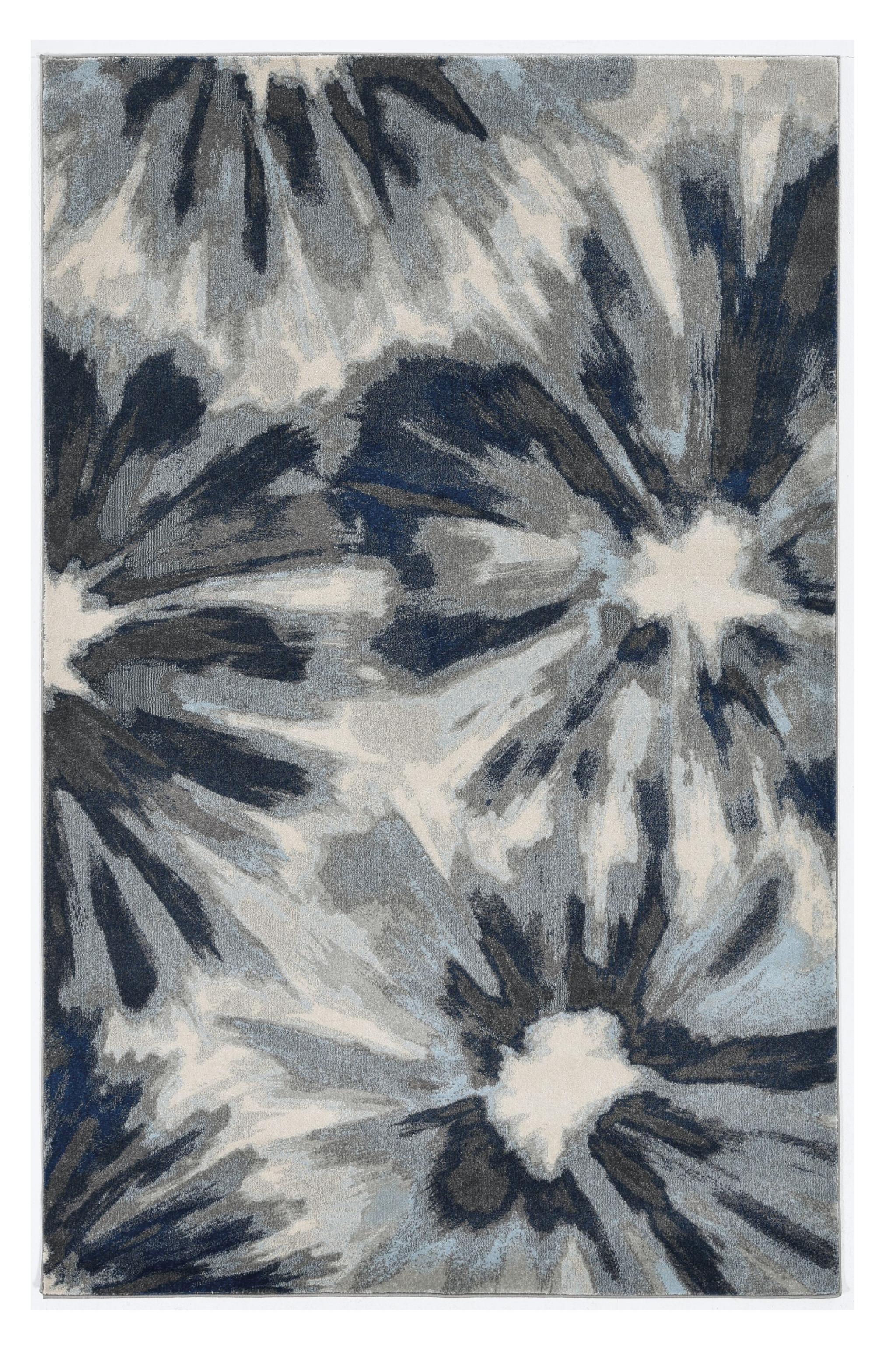 3'X5' Ivory Blue Machine Woven Oversized Floral Indoor Area Rug-375519-1
