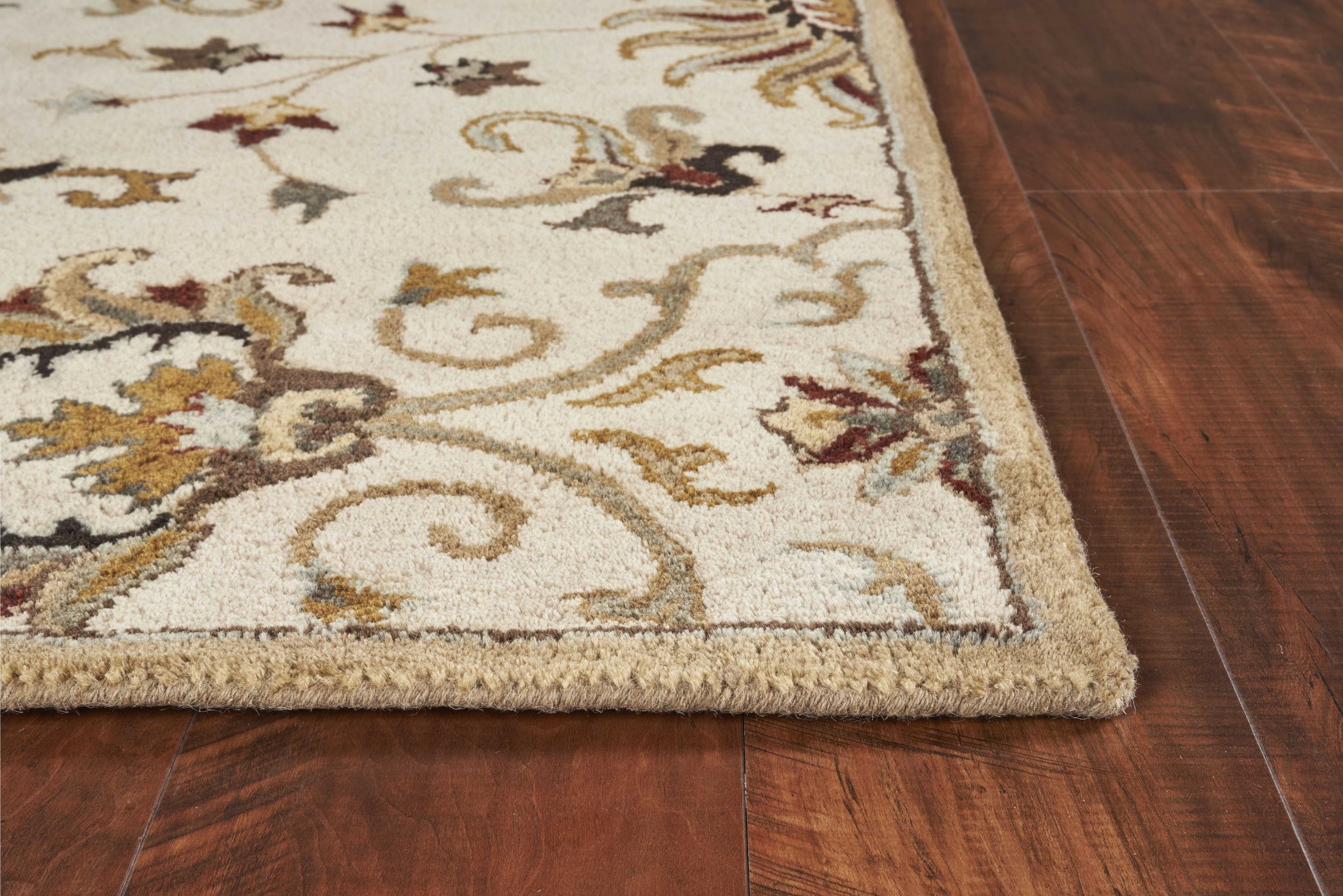 5'X8' Champagne Beige Hand Tufted Traditional Floral Indoor Area Rug-375531-1