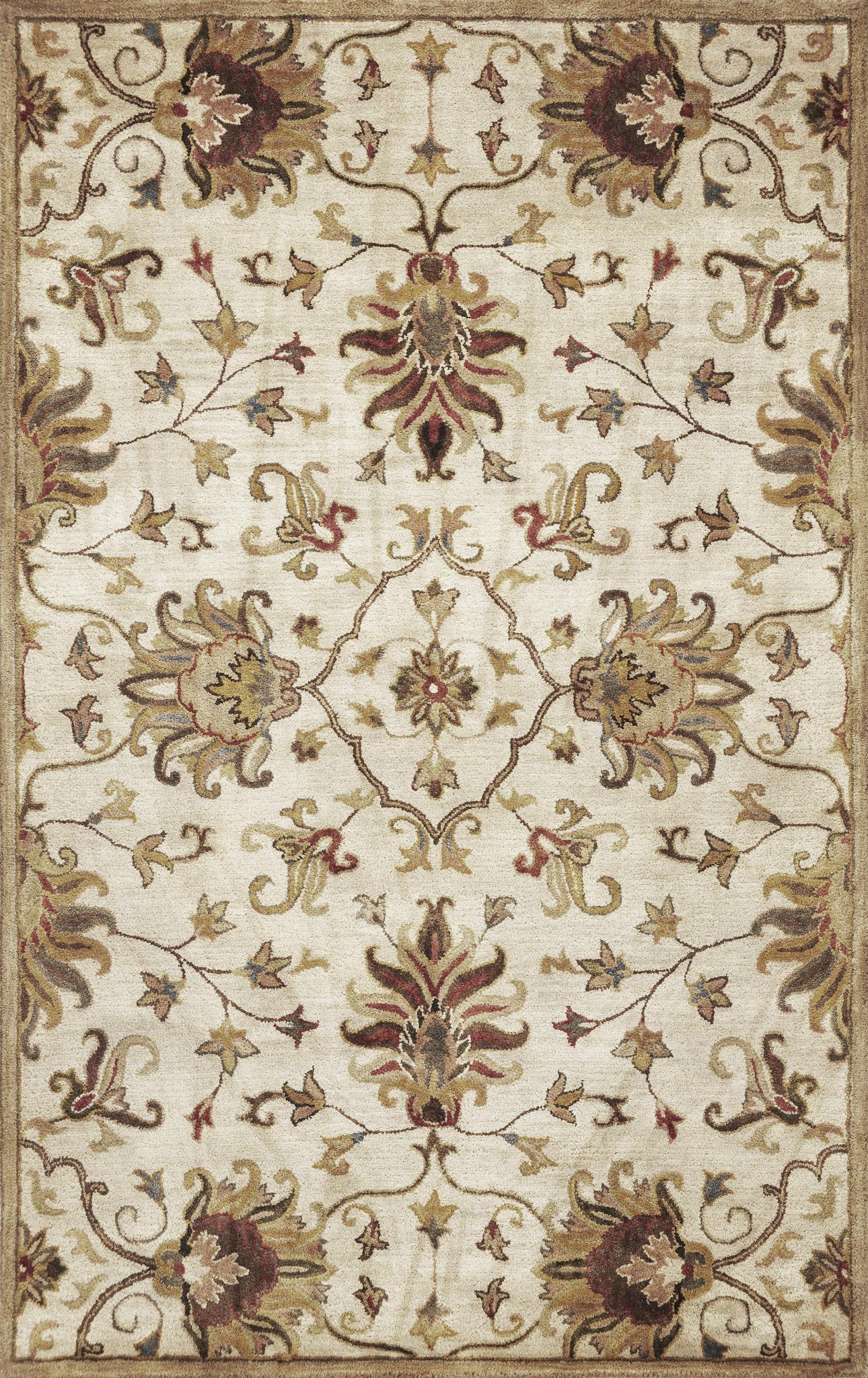 9' X 13' Beige Blue and Ivory Wool Floral Vines Hand Tufted Area Rug-375533-1