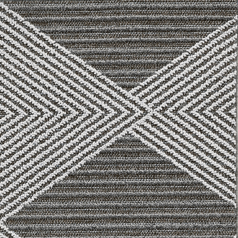 8" X 10" Gray and Ivory Geometric Area Rug