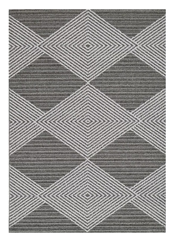 8" X 10" Gray and Ivory Geometric Area Rug