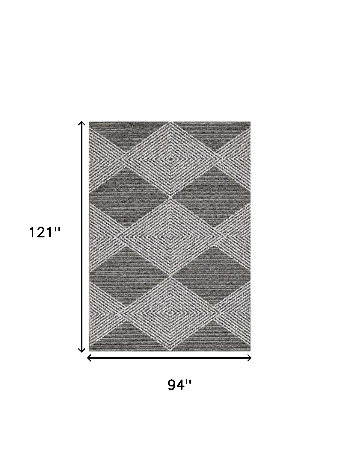8" X 10" Gray and Ivory Geometric Area Rug