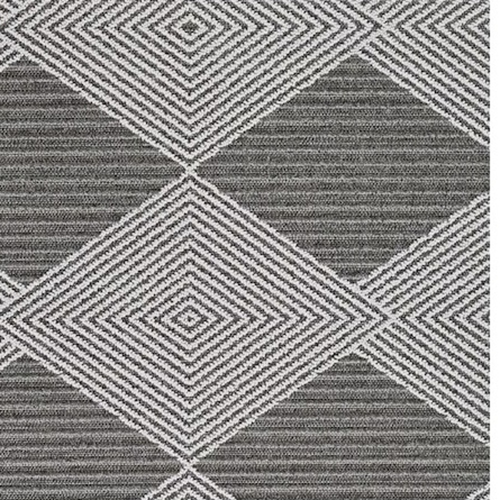 8" X 10" Gray and Ivory Geometric Area Rug