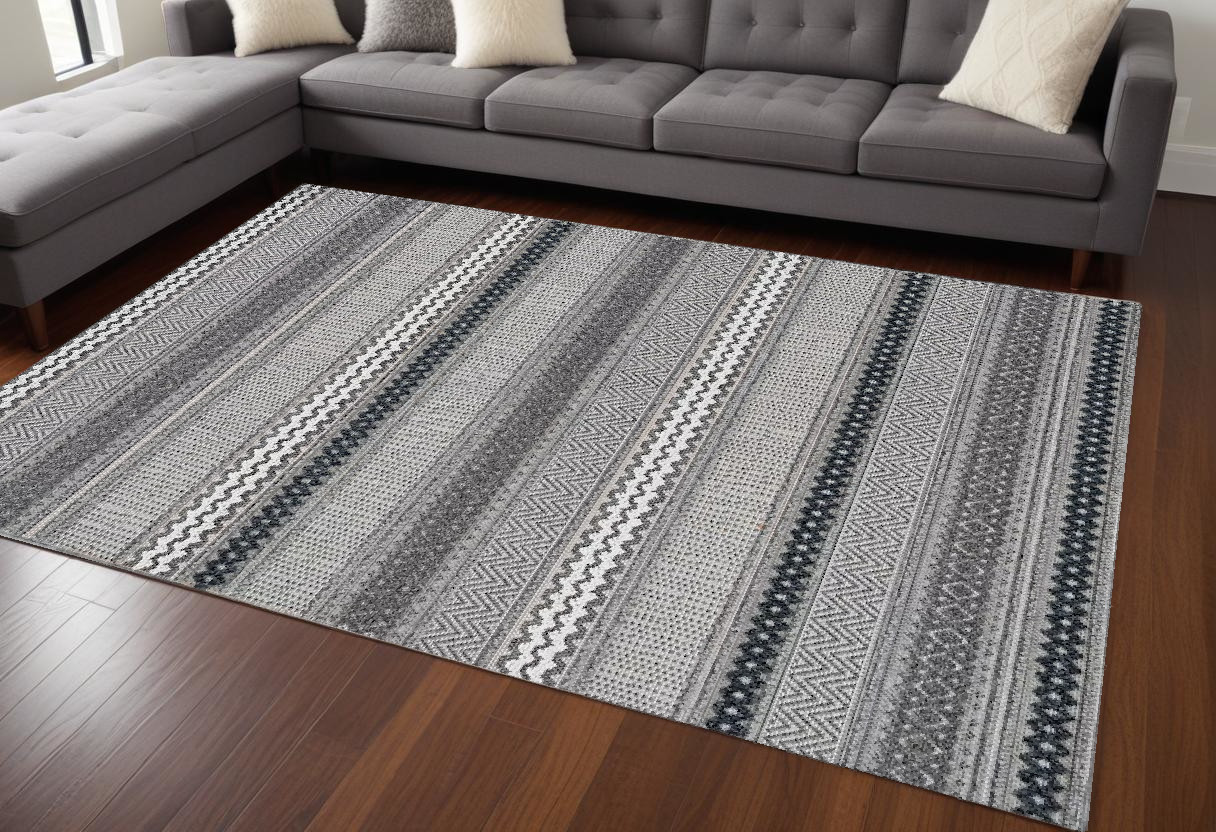 8' X 10' Taupe Striped Area Rug-375574-1