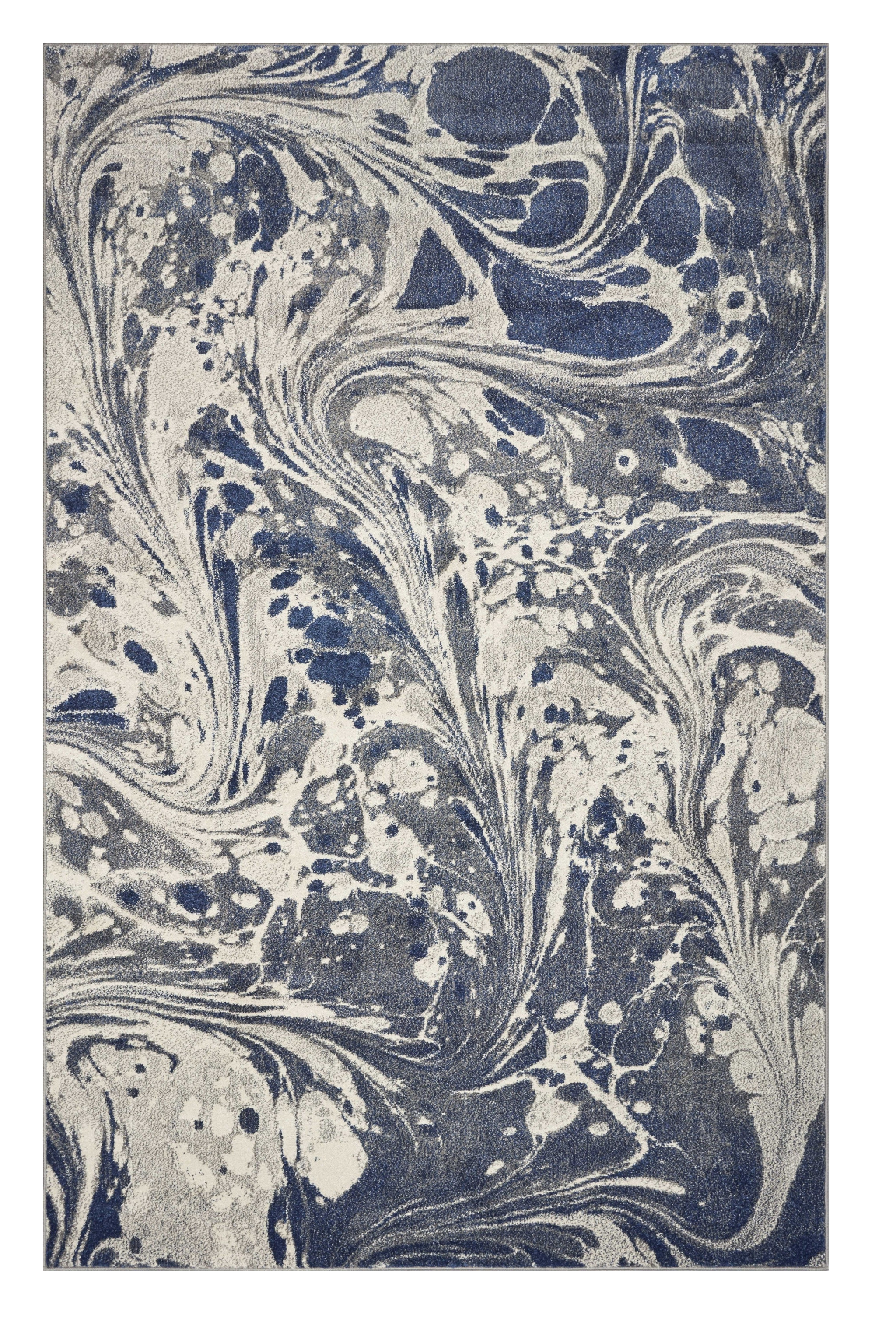 5' X 8' Blue Gray And Ivory Abstract Area Rug-375587-1
