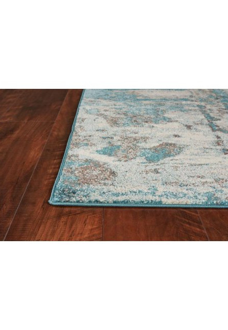 8'X10' Ivory Teal Machine Woven Abstract Watercolor Indoor Area Rug-375597-1