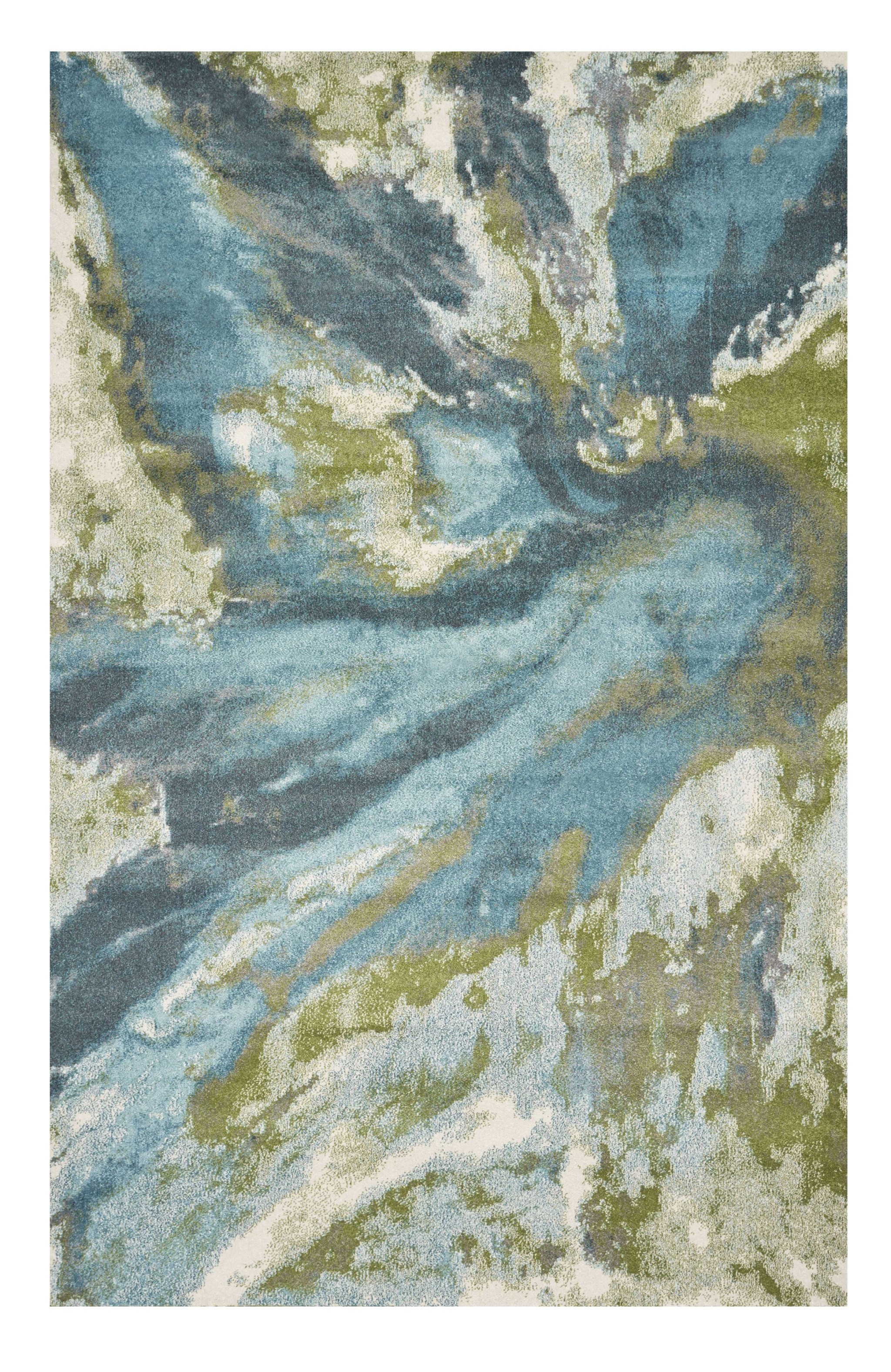 3' X 5' Teal Abstract Splashes Area Rug-375598-1