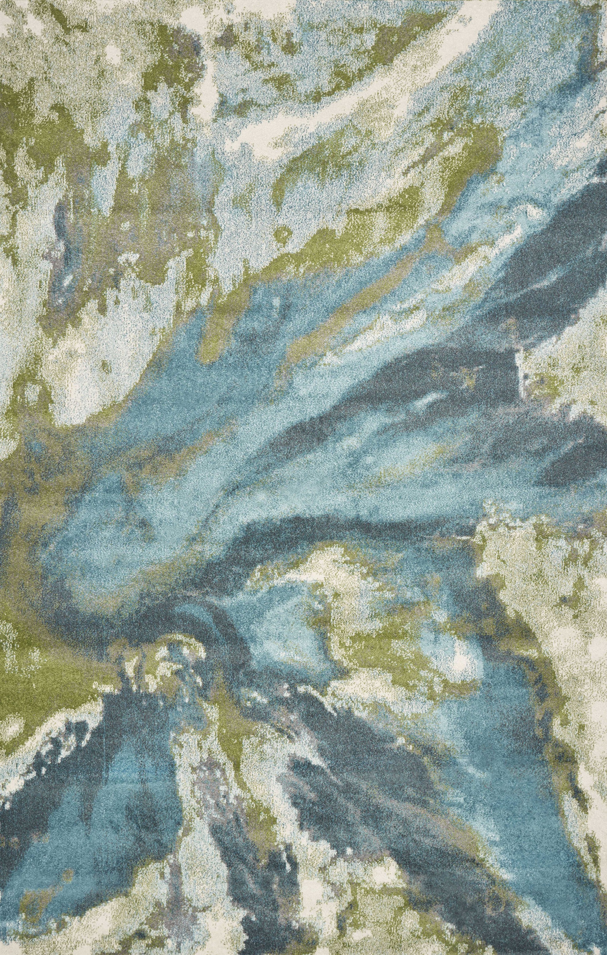 5' X 7' Teal And Beige Abstract Area Rug-375599-1