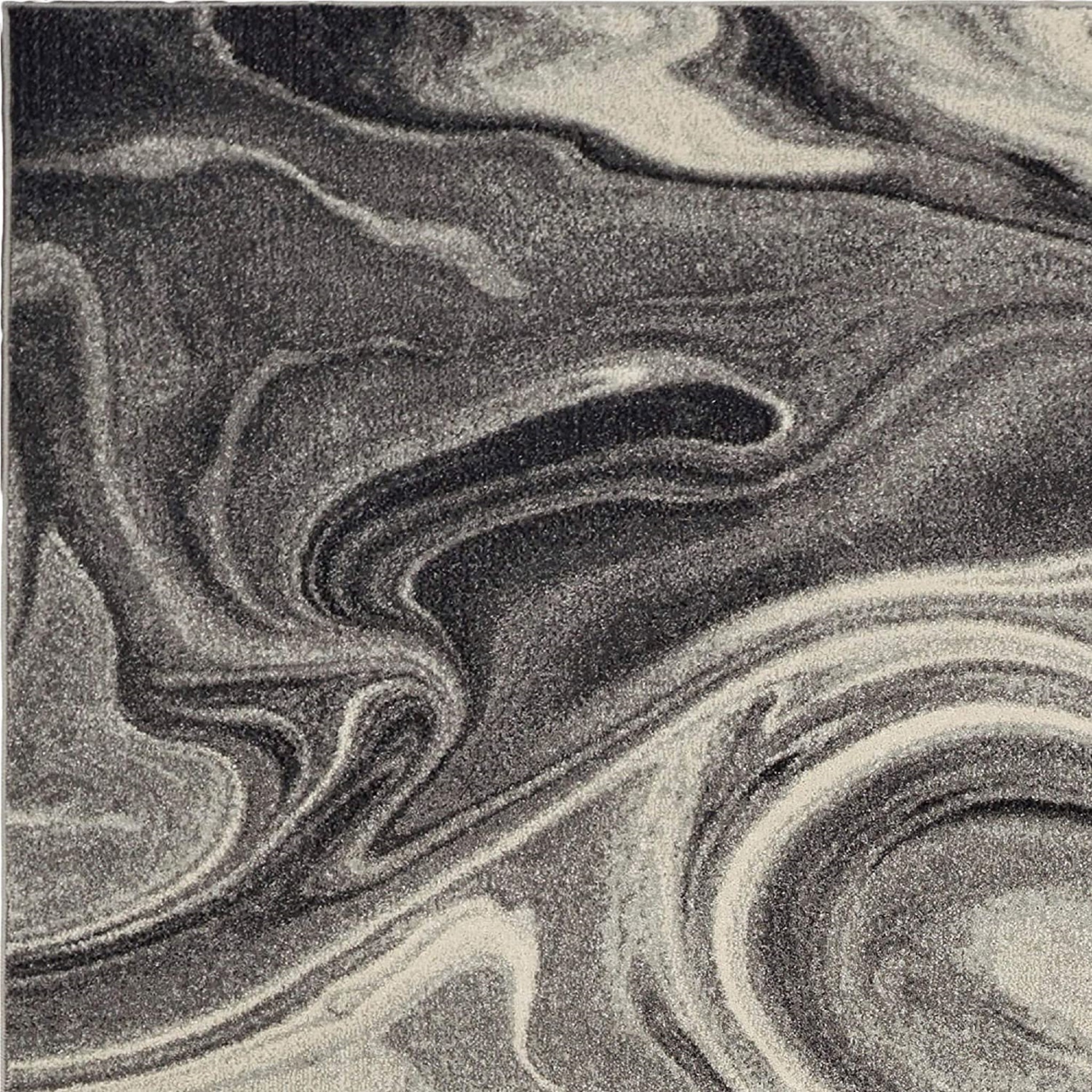 5' X 8' Gray And Black Abstract Area Rug-375611-1