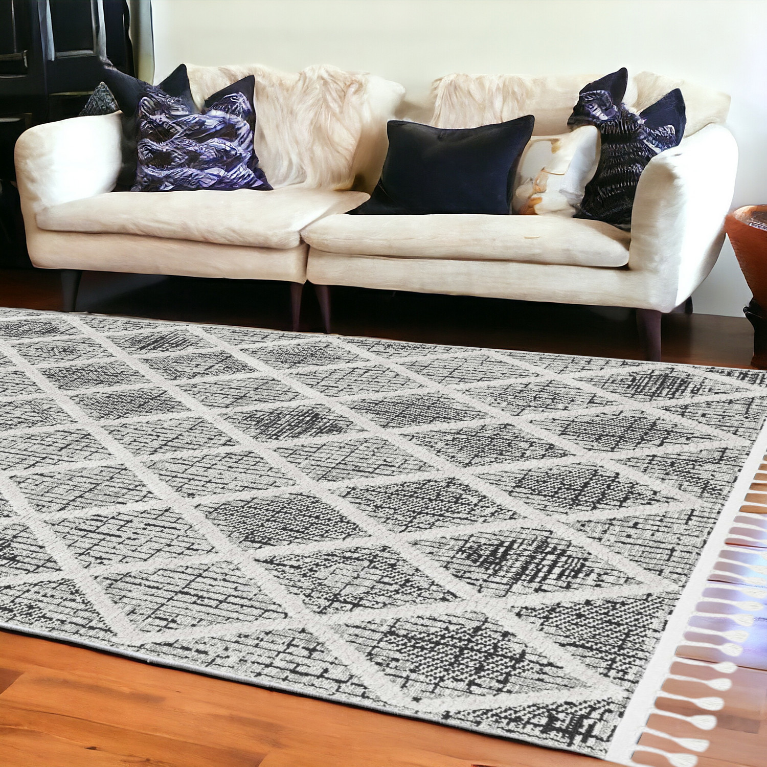 144 X 180 Charcoal Polyester Rug-375664-1